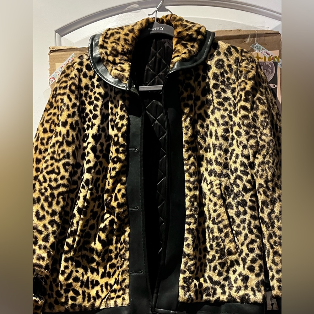 Faux fur cheetah and leather